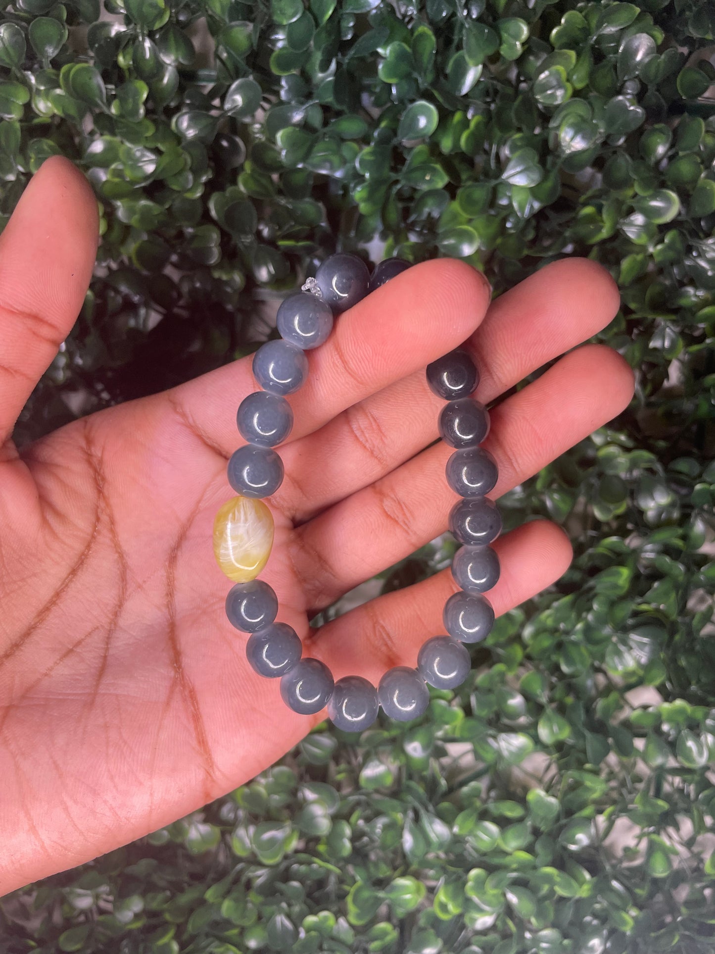 Gray stone beaded bracelet