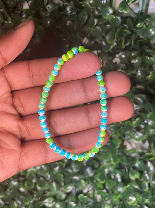 Neon green tea anklet