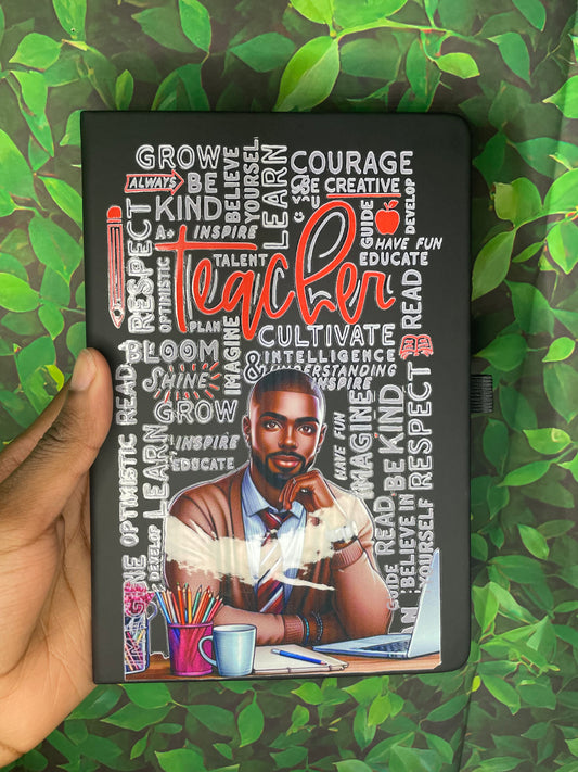 Male teacher note book