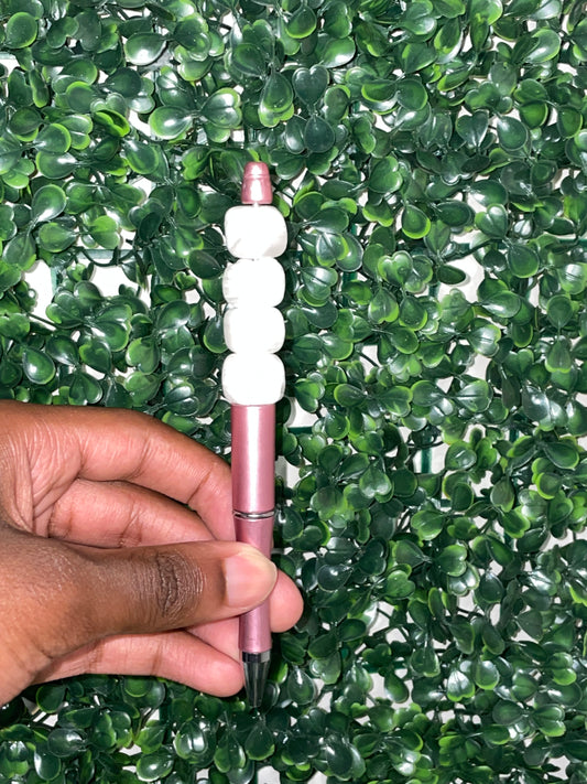 Pink white or love beaded pen